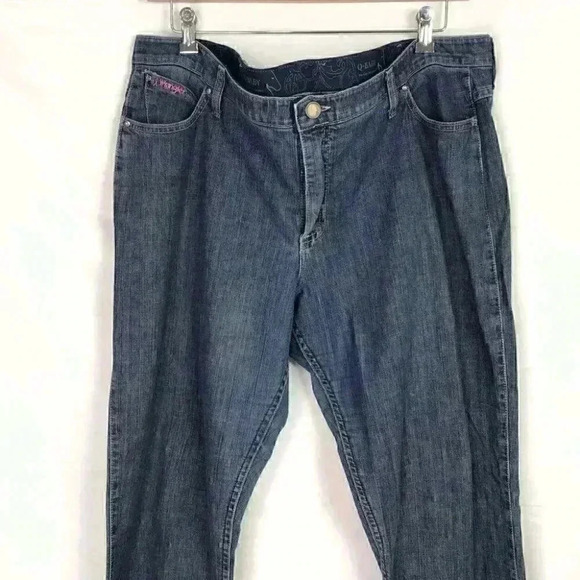 Wrangler Q Baby Breast Cancer Awareness Women 44X34 Jeans Mid Rise Stretch Blue - Picture 3 of 8